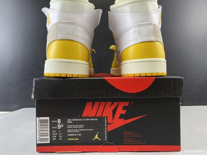 MaikeSneakers Powder Jordan 1 Dark Air NRG White Off-White x AQ0818-149 Yellow-Cone 0812